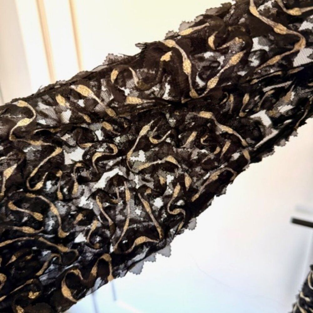 Tuckernuck Nightly Organza Black Gold Palmerston Dress Size Large - Picture 6 of 7